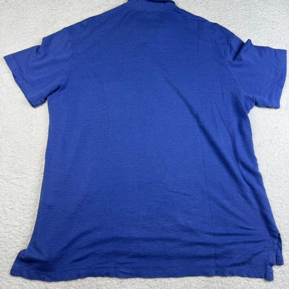Vintage Polo Ralph Lauren Men's Blue Linen Pocket Polo Shirt Size Large - Picture 5 of 7